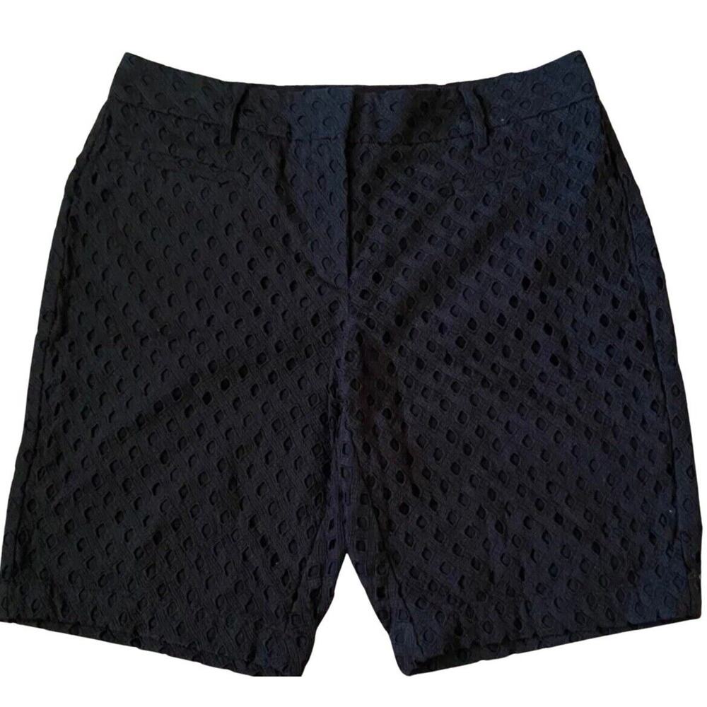 NEW Lands' End Women's 10" Eyelet Shorts, Size 6, Black,‎ Retails $59, NWT